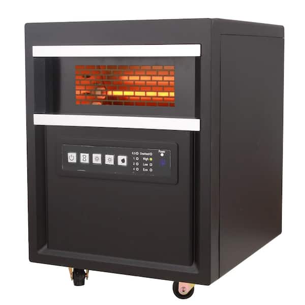 1500-Watt 6-Elements, Compact Portable Electric Quartz Infrared Radiant Space Heater, Remote, Timer, Easy Roll Casters