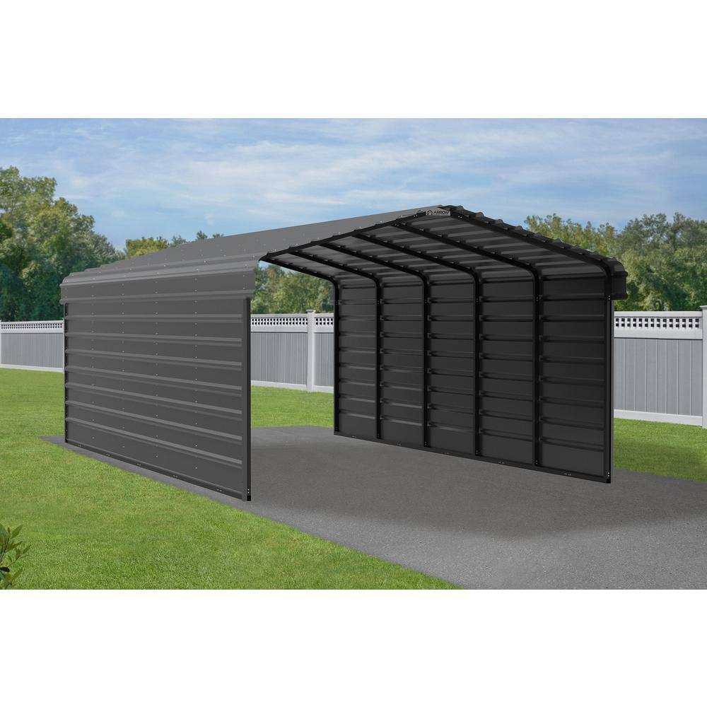 12' x 24' Charcoal Steel Carport Kit with Enclosure