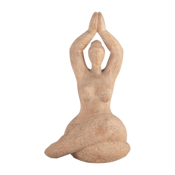 Sagebrook Home Resin 11 in. Brown Namaste Female Yoga Figurine