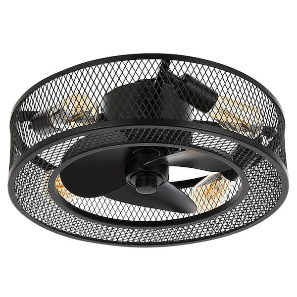 MLiAN 18 in. Indoor Black Caged Ceiling Fan with Light Kit and Remote Control