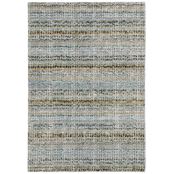 AVERLEY HOME Audrey Blue/Green 9 ft. x 12 ft. Striped Area Rug