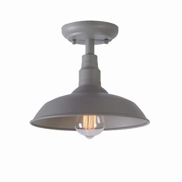 Home Decorators Collection Bell Ridge 10 in. 1-Light Grey Semi-Flush Mount
