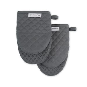 Asteroid Silicone Grip Charcoal Grey Mini Oven Mitt Set (2-Pack)