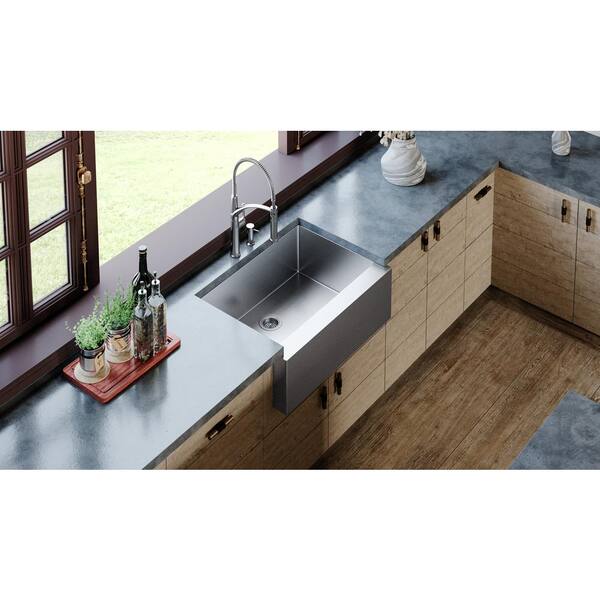 VIGO Bedford 33-in x 22.25-in Stainless Steel Single Bowl Tall (8-in or Larger) Undermount Apron Front/Farmhouse Commercial/Residential Workstation Kitchen Sink All-in-One Kit VIGO Bedford 33-in x 22.25-in Stainless Steel Single Bowl Tall (8-in or Larger) Undermount Apron Front/Farmhouse Commercial/Residential Workstation Kitchen Sink All-in-One Kit