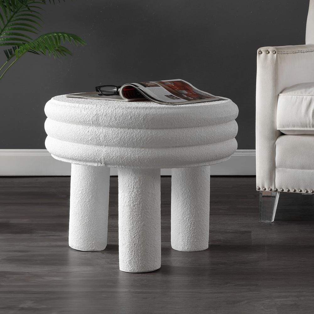 JONATHAN Y Rashida 17.75 in. Contemporary Minimalist Curvy High Accent Table, White Frosted