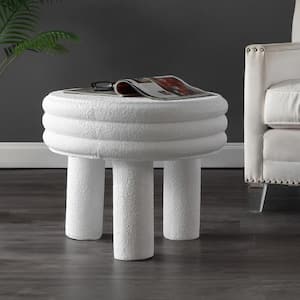 Rashida 17.75 in. Contemporary Minimalist Curvy High Accent Table, White Frosted