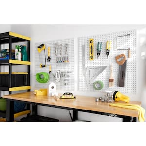 16 in. x 16 in. Heavy-Duty Steel Pegboards Mounting Hardware Included in White (4-Pack)