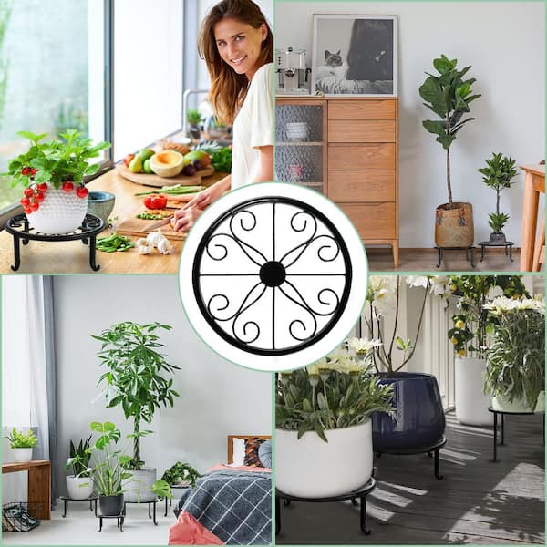 Metal Plant Stand Heavy Duty Round Iron Plant Stands for Indoor/Outdoor 5-Pack (11 in. H W x 7.3 in. H)