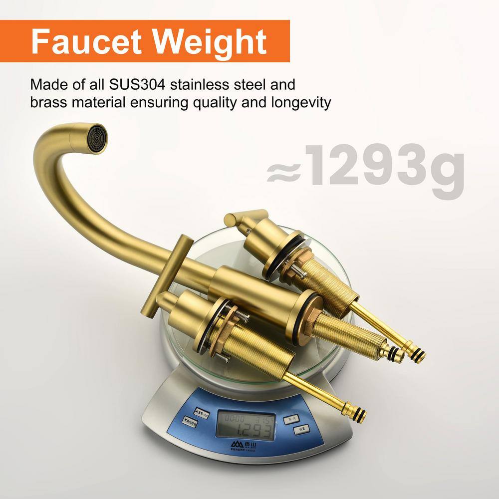 Brushed Gold 8-Inch Widespread Brass Bathroom Faucet with Double Handles