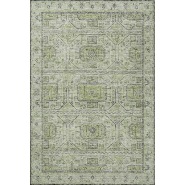 Mayfield Premium Machine Washable Abstract AMF1919 Aloe 9 ft. x 12 ft. Area Rug