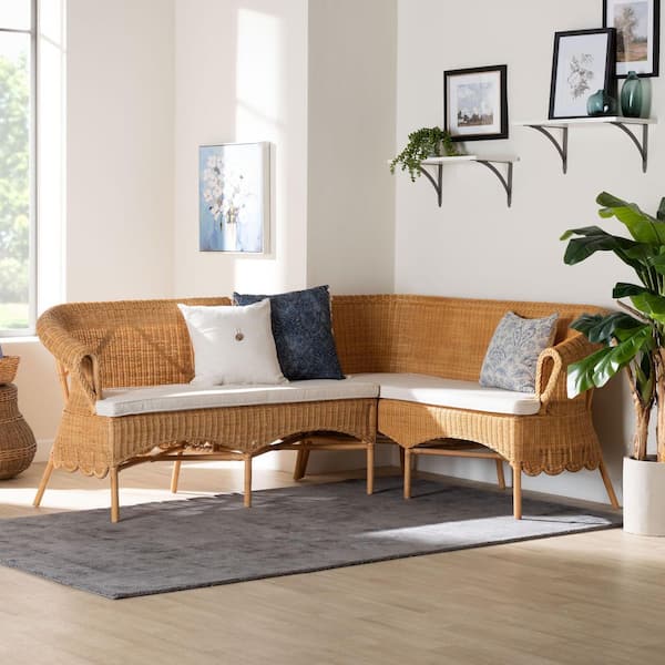 bali pari Tamara Light Honey Rattan 2-Piece Dining Nook