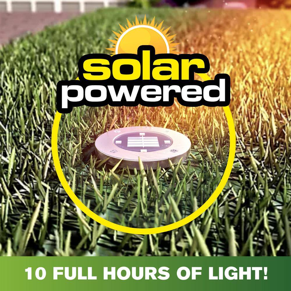 Bell + Howell Silver Solar LED Pathway Disk Lights, Set of 4