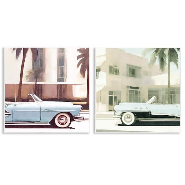 Stupell Industries Miami Cars in Summer by Noah Bay 2 Pieces Unframed Typography Graphic Art Print 12 in. x 12 in.