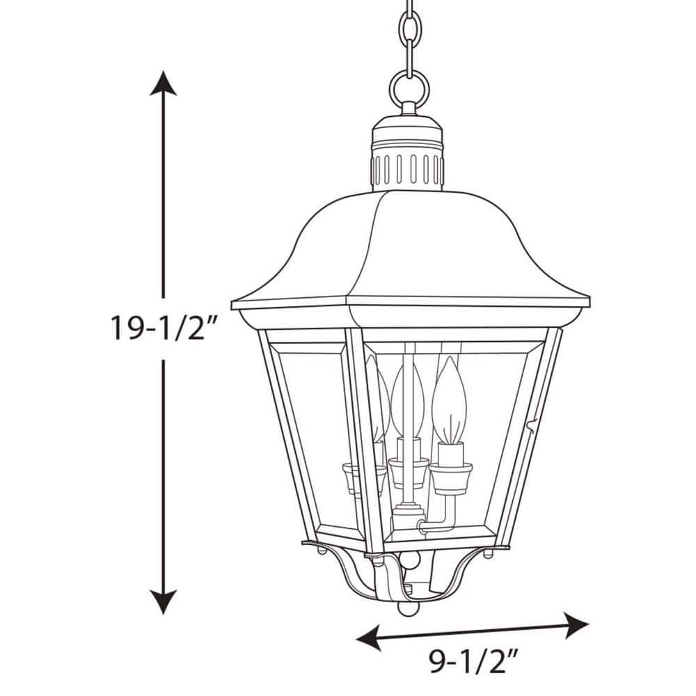 Antique Bronze Glass 3-Light Hanging Lantern