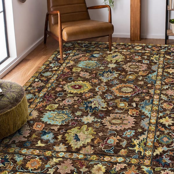 Jackson 9 x 12 Brown Traditional Pattern Area Rug for High Traffic Living Room Dining Room Bedroom
