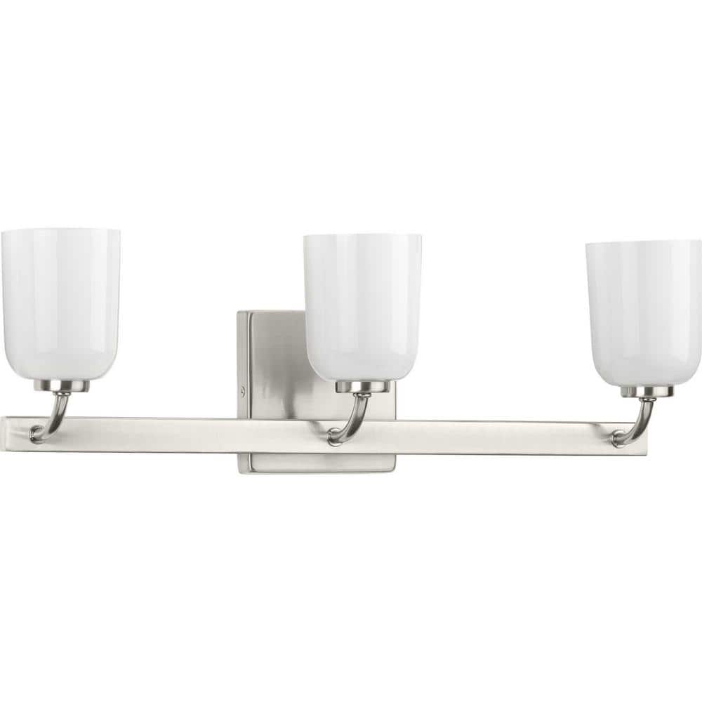 Moore Collection 3-Light Brushed Nickel White Opal Glass Luxe Bath Vanity Light price history on PriceWatchPro