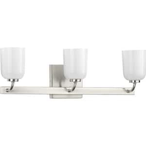 Moore Collection 3-Light Brushed Nickel White Opal Glass Luxe Bath Vanity Light