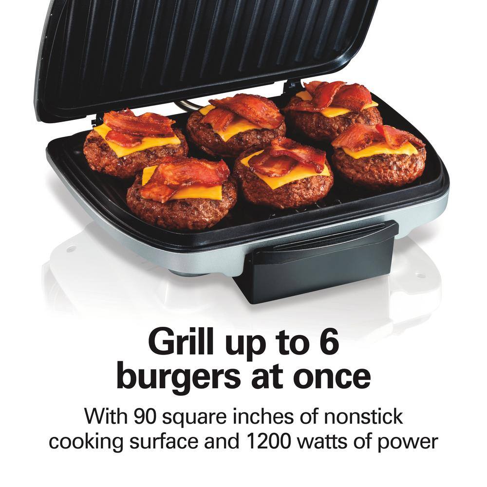Hamilton Beach Electric Indoor Grill with Nonstick Surface, 1200W, Stainless Steel