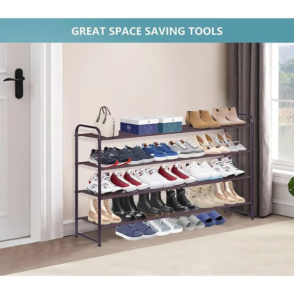 3-Tier Space Saving Shoe Rack for Closet, 6 Pairs Steel Shoe Shelf