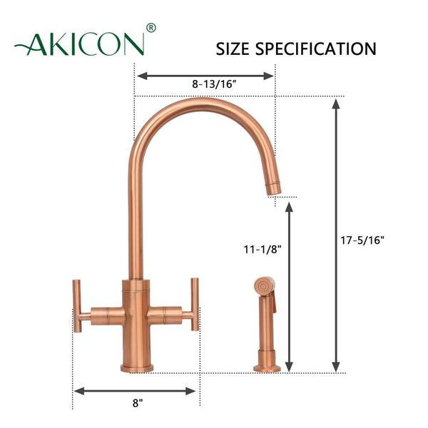 アトピロン 2個セット ② Akicon 2-Handles Standard Kitchen Faucet with Side Spray in