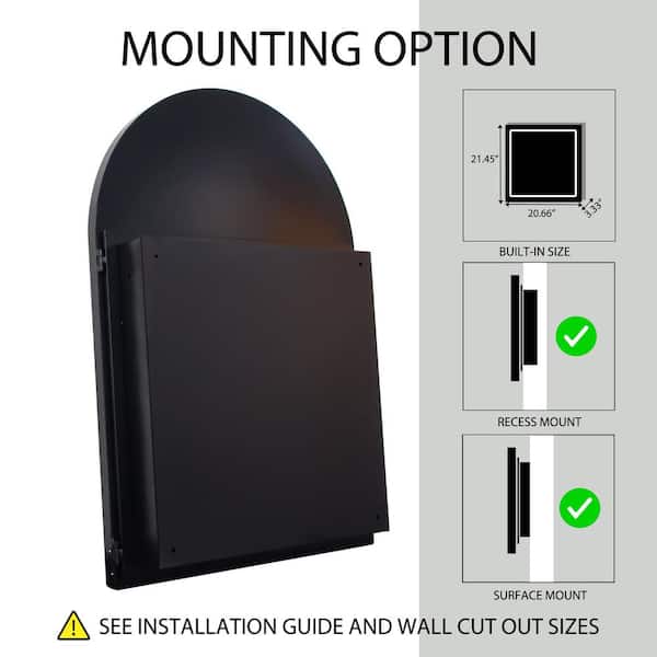 Tenleaf 24.00 in. W x 35.80 in. H Arched Metal Medicine Cabinet with Mirror, Wall Cabinet with Adjustable Shelves, Matte Black