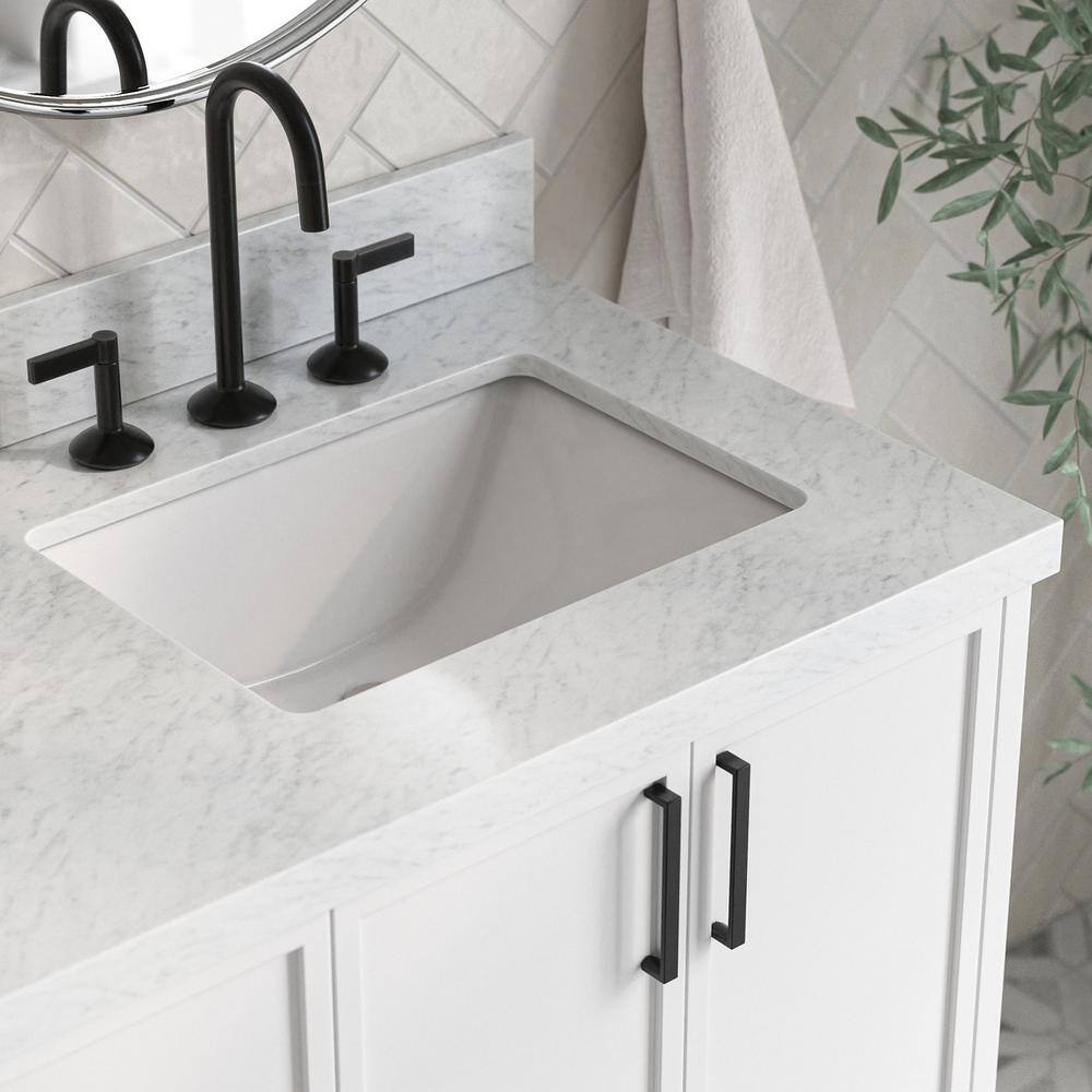 Kelly 67" White Double Sink Vanity with Carrara Marble Top