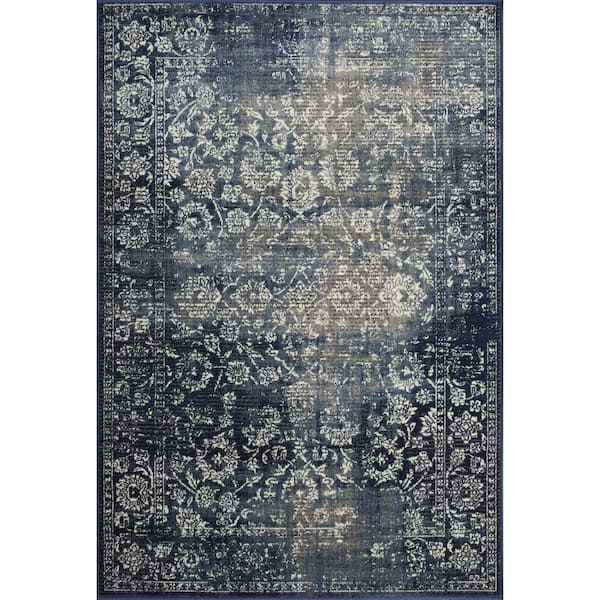 LOOMAKNOTI Aysal Alazah Blue 4 ft. x 6 ft. Geometric Polypropylene Indoor Area Rug