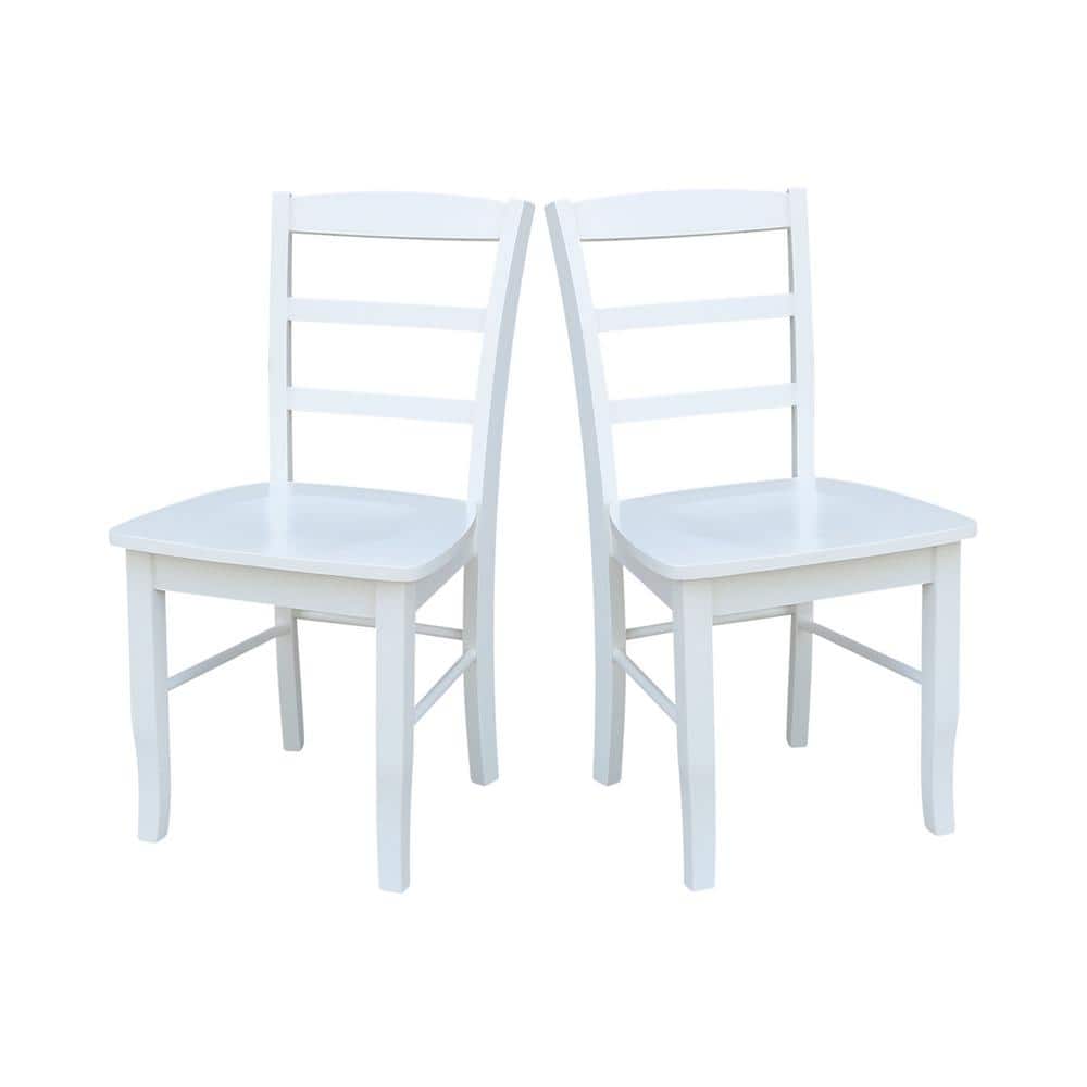 Elegant White Solid Parawood Ladderback Side Chair Set