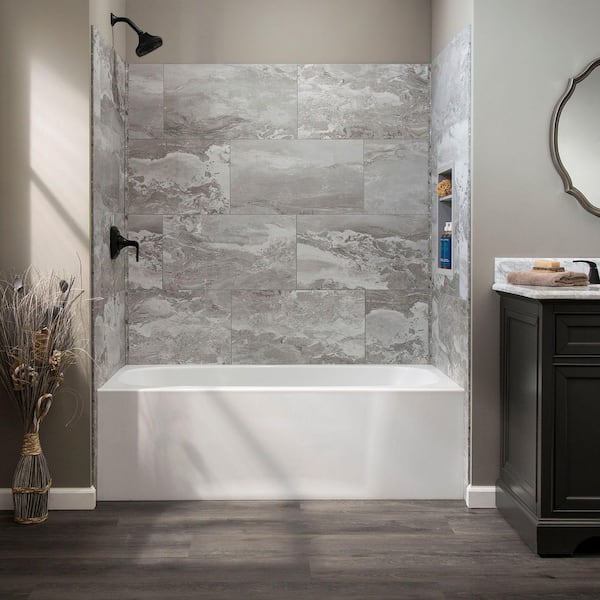 Smoky Sky 14.8 in. W x 25.6 in. L Waterproof Adhesive No Grout Vinyl Wall Tile (21 sq. ft./case)