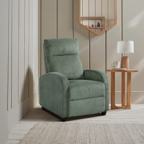 Lazzara Guthrie Green Corduroy Manual Push Back Recliner 9588GRN