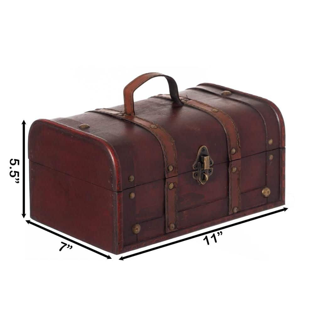 Small Cherry Wood Vintage Treasure Chest Organizer