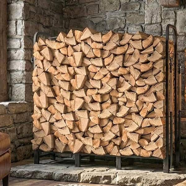 48 in. Heavy Duty Outdoor Firewood Rack With Metal Hooks and