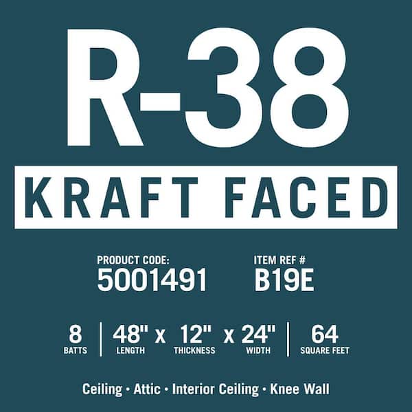 R-38 EcoBatt® Kraft Faced Fiberglass Insulation Batt 12 R-38 EcoBatt® Kraft Faced Fiberglass Insulation Batt 12