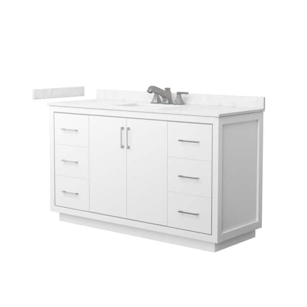 Icon 60 in. Single Freestanding White Bath Vanity with Carrara Cultured Marble Top Assembled