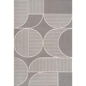 Nordby Geometric Arch Scandi Striped Gray/Cream 5 ft. x 8 ft. Area Rug