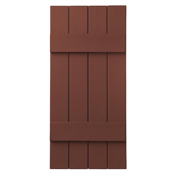 Ply Gem 15 in. x 39 in. Polypropylene 4-Board Closed Board and Batten Shutters Pair in Red