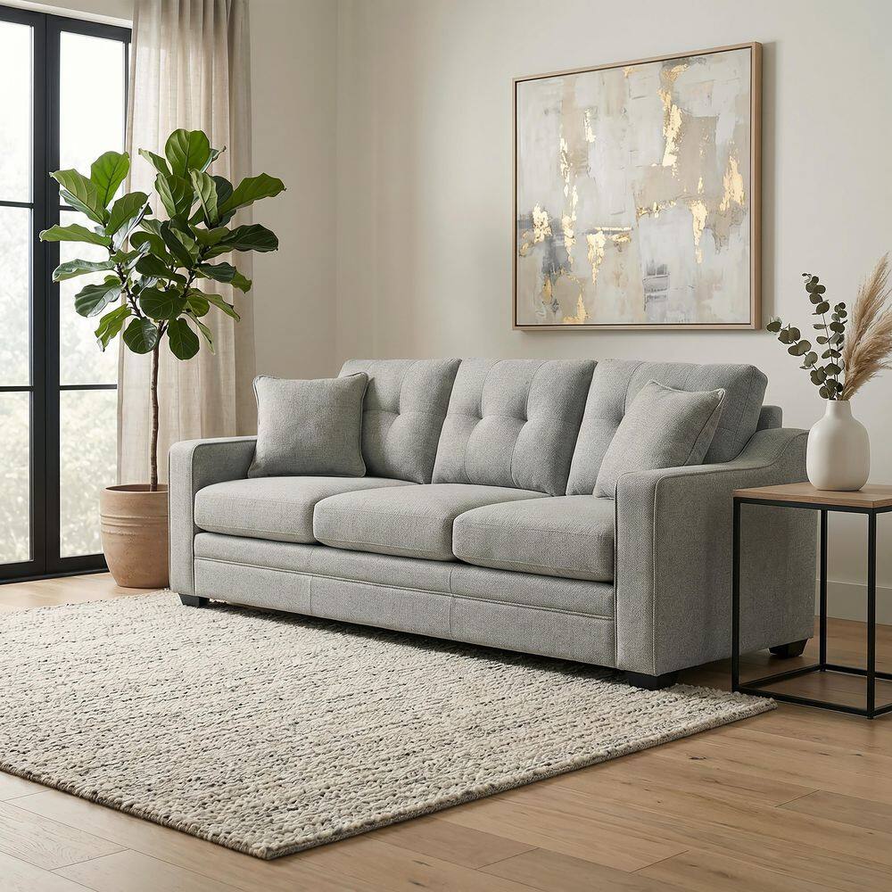 KYVOS Newport 84 in. Slope Arm Polyester Fabric Rectangle Sectional Sofa in Mist Gray price history on PriceWatchPro