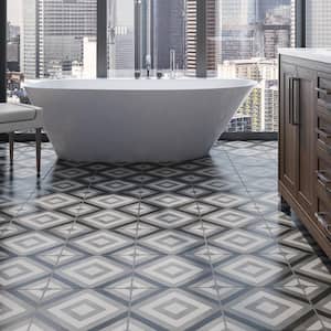Sample - Chateau Square 4 in. x 8 in. Honed Canvas, Smoke and Midnight Porcelain Floor Tile