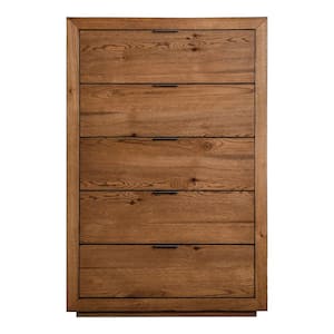 Soraya Light Walnut 5-Drawer 32 in. Wide Chest of Drawers