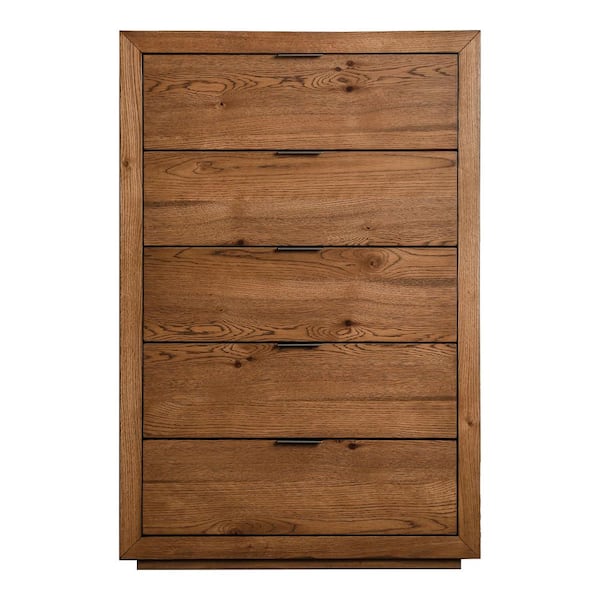 Furniture of America Soraya Light Walnut 5-Drawer 32 in. Wide Chest of Drawers