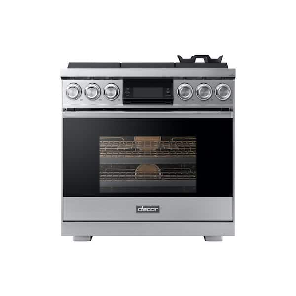 DACOR Modernist 36 in. 5.4 cu. ft. Gas Range with Self-Cleaning, Convection Oven in Stainless Steel