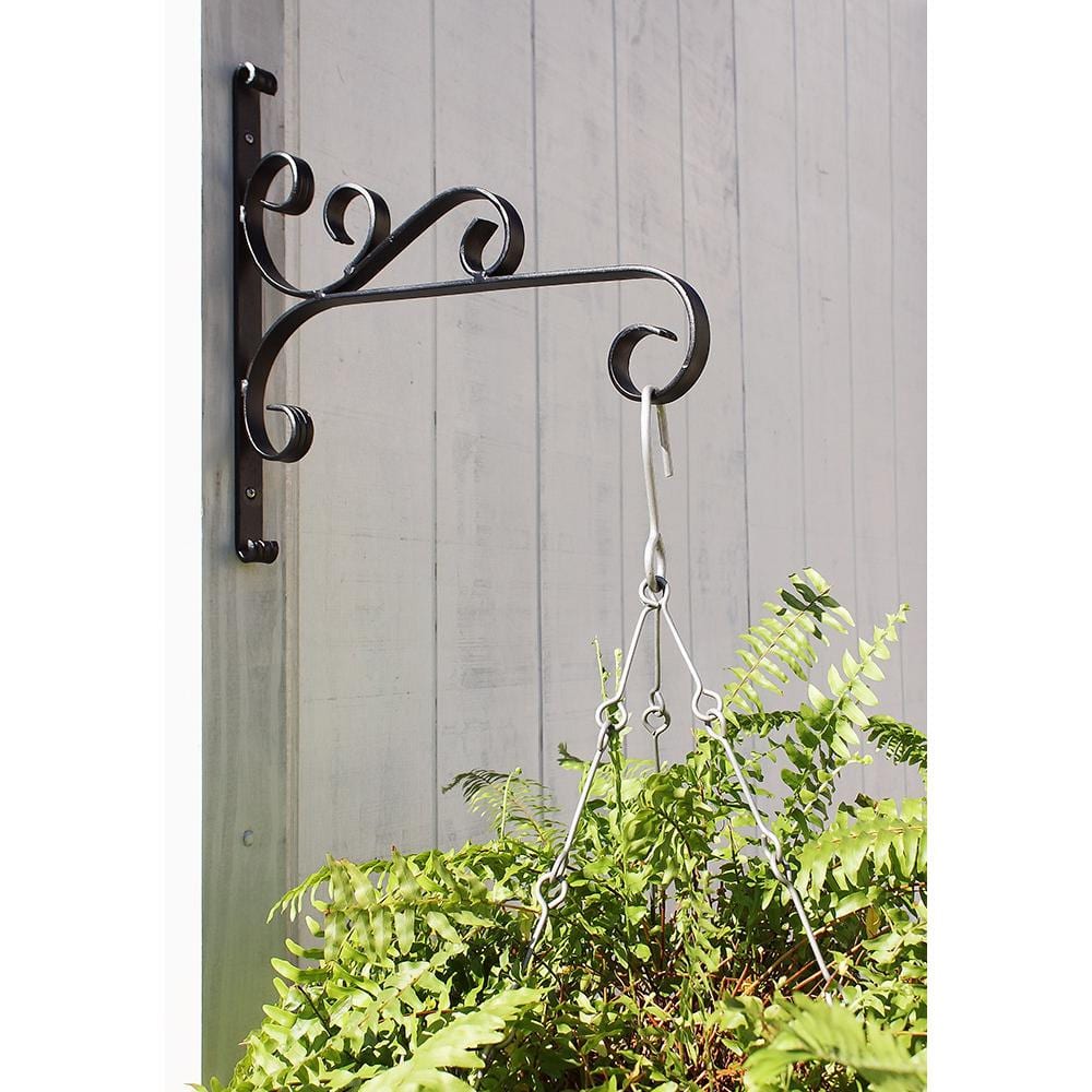Large Black Wrought Iron Scrollwork Garden Bracket