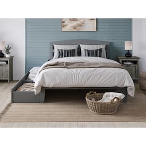 Warren 53-1/2 in. W Grey Full Solid Wood Frame with 2-Drawers and Attachable USB Device Charger Platform Bed