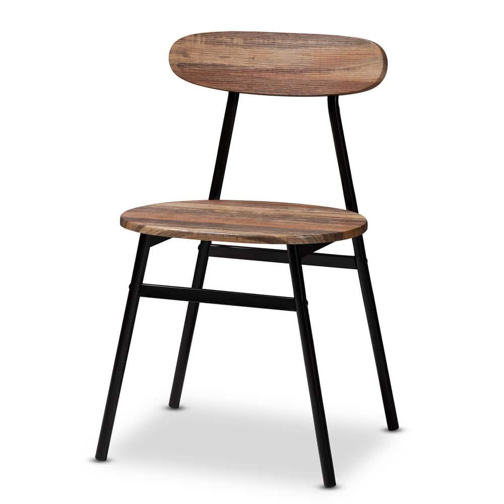 Darcia Rustic & Industrial Brown Wood and Matte Black 5-Piece Dining Set