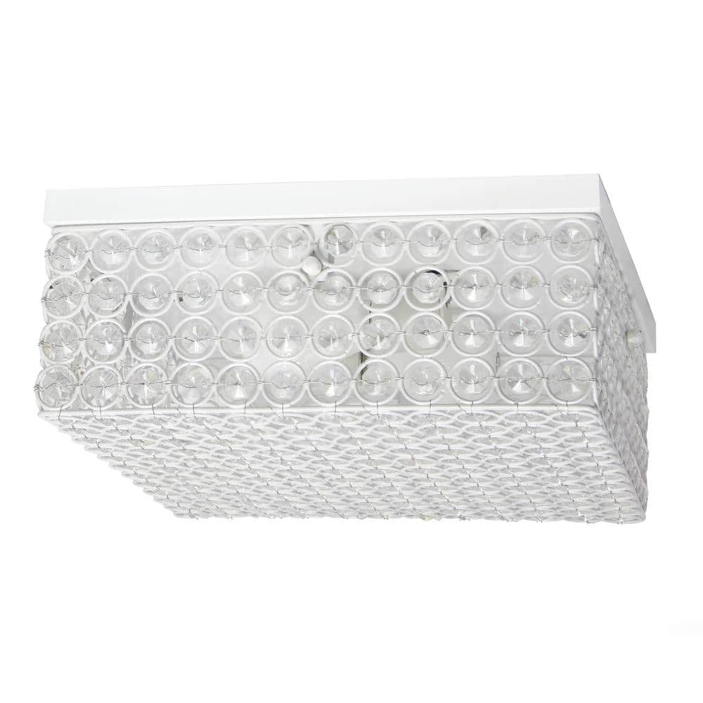 12 in. 2-Light White Square Ceiling Flush Mount