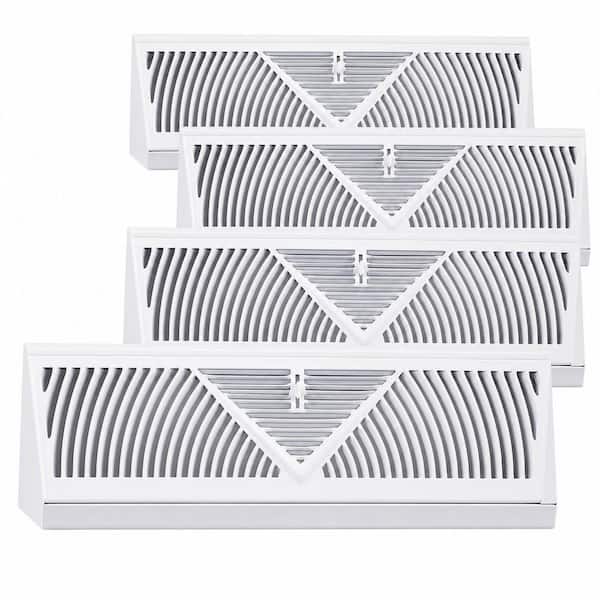 15 in. W x 4 in. H White Baseboard Register Vent Toe Kick, Adjustable Corner Return Air Grille for Home Floor (4-Pack)