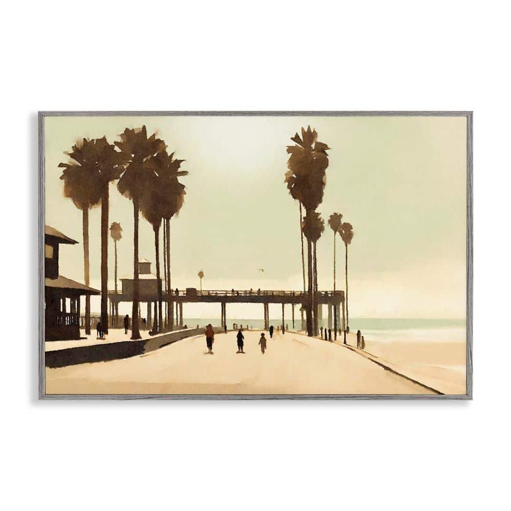 Tropical Beach Walkway by Noah Bay Gray Framed Nature Giclee Art Print 12 in. x 18 in.