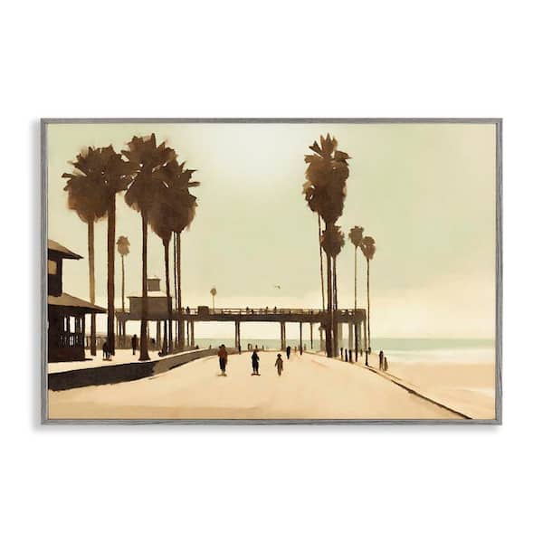 Stupell Industries Tropical Beach Walkway by Noah Bay Gray Framed Nature Giclee Art Print 16 in. x 24 in.