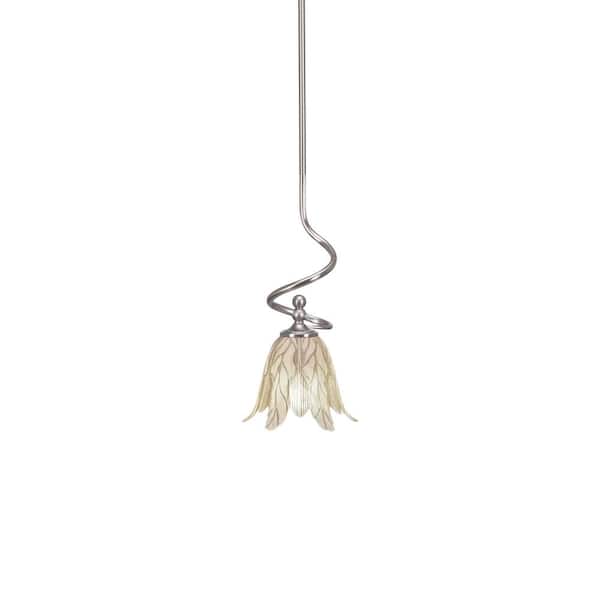 Unbranded Royale 100 W 1-Light Brushed Nickel Standard Mini Pendant Light with Glass Shade