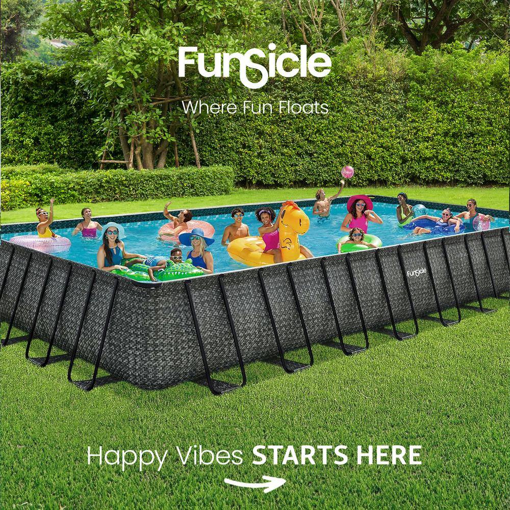 Funsicle 32ft x 16ft Dark Herringbone Rectangular Lap Pool with Pump